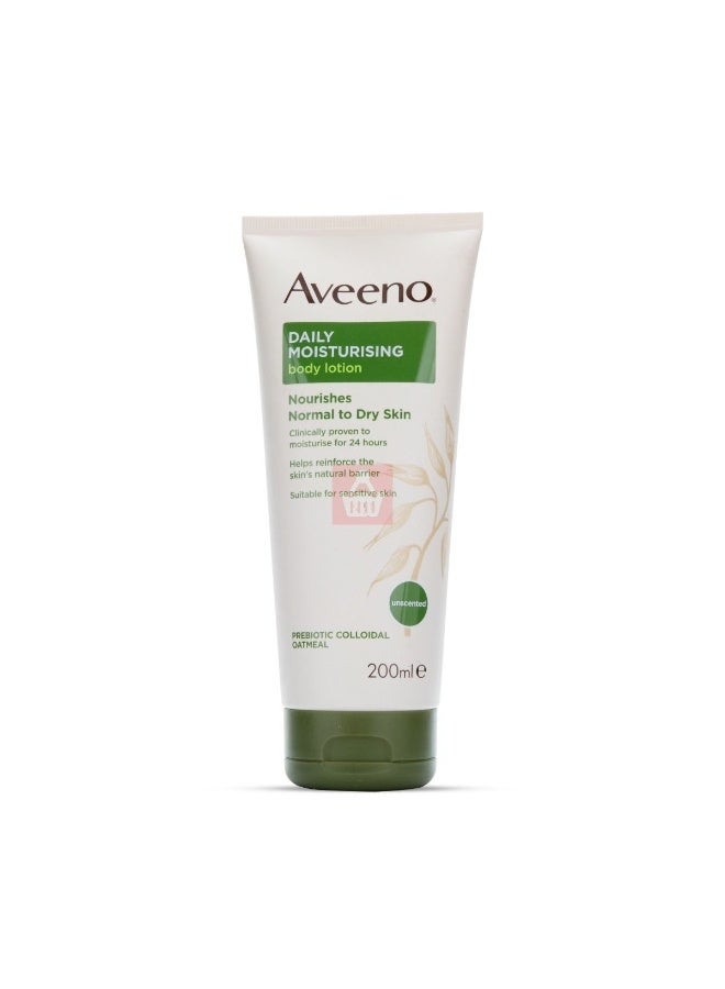Aveeno Daily Moisturising Body Lotion (1x 200ml), Hydrating Lotion Enriched with Nourishing Colloidal Oatmeal, Gentle Body Moisturiser Suitable for Sensitive and Dry Skin